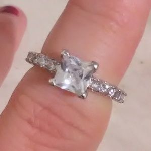 White sapphire CZ sterling ring